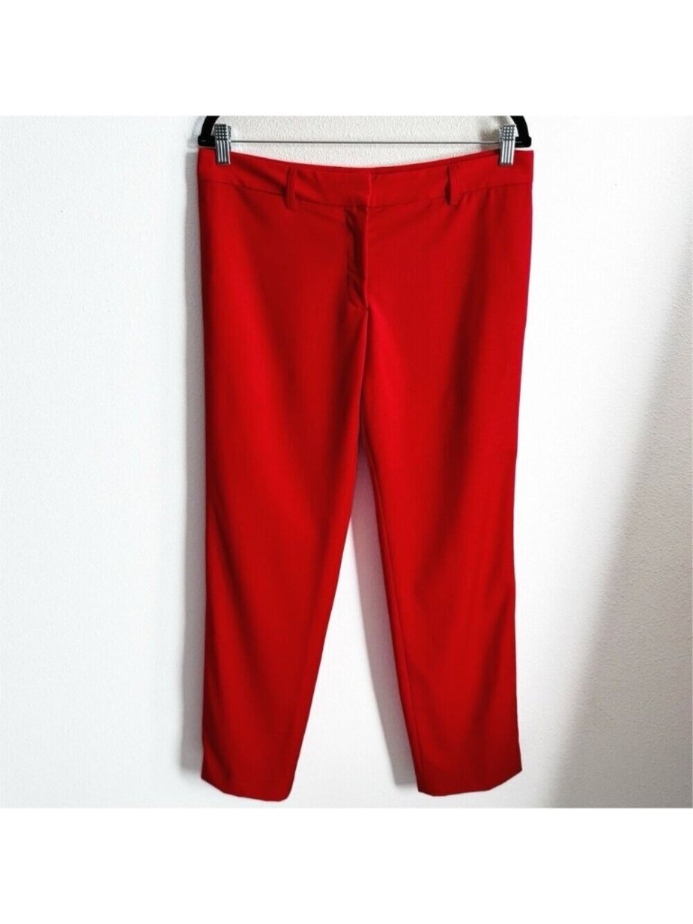 Yigal Azrouel Pants Womens 10 Red Straight Leg Trousers Preppy Virgin Wool USA